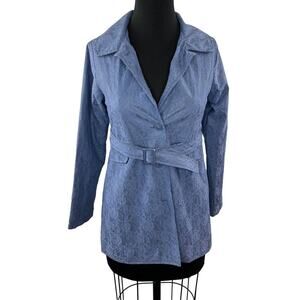 Sarabanda Blue Floral Lace Elegant Girls Belted Trench Coat Jacket 165 / 84A